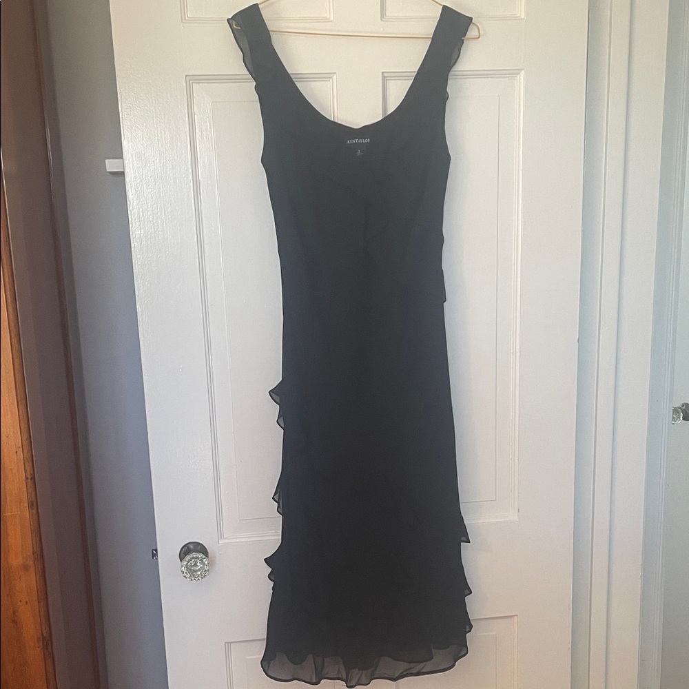 Ann Taylor Elegant Black Midi Dress